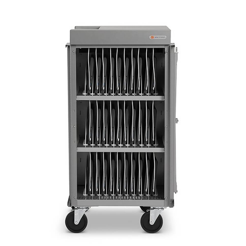 Bretford TVCSPD36PS Cube Cart Slim Pro with Optisense Pre-Wired USB-C Charging Cart Charcoal
