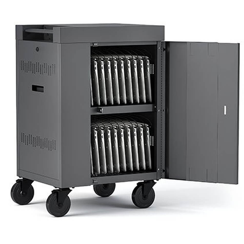 Bretford TVCM24USBC Cube Cart Mini Pre-Wired USB-C Charging Cart Charcoal