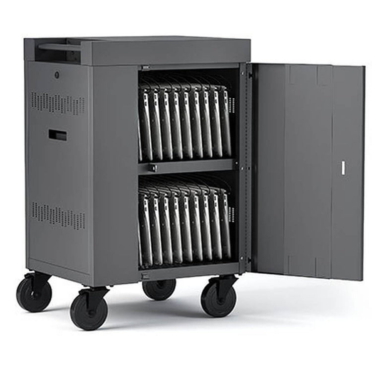 Bretford TVCM24USBC Cube Cart Mini Pre-Wired USB-C Charging Cart Charcoal