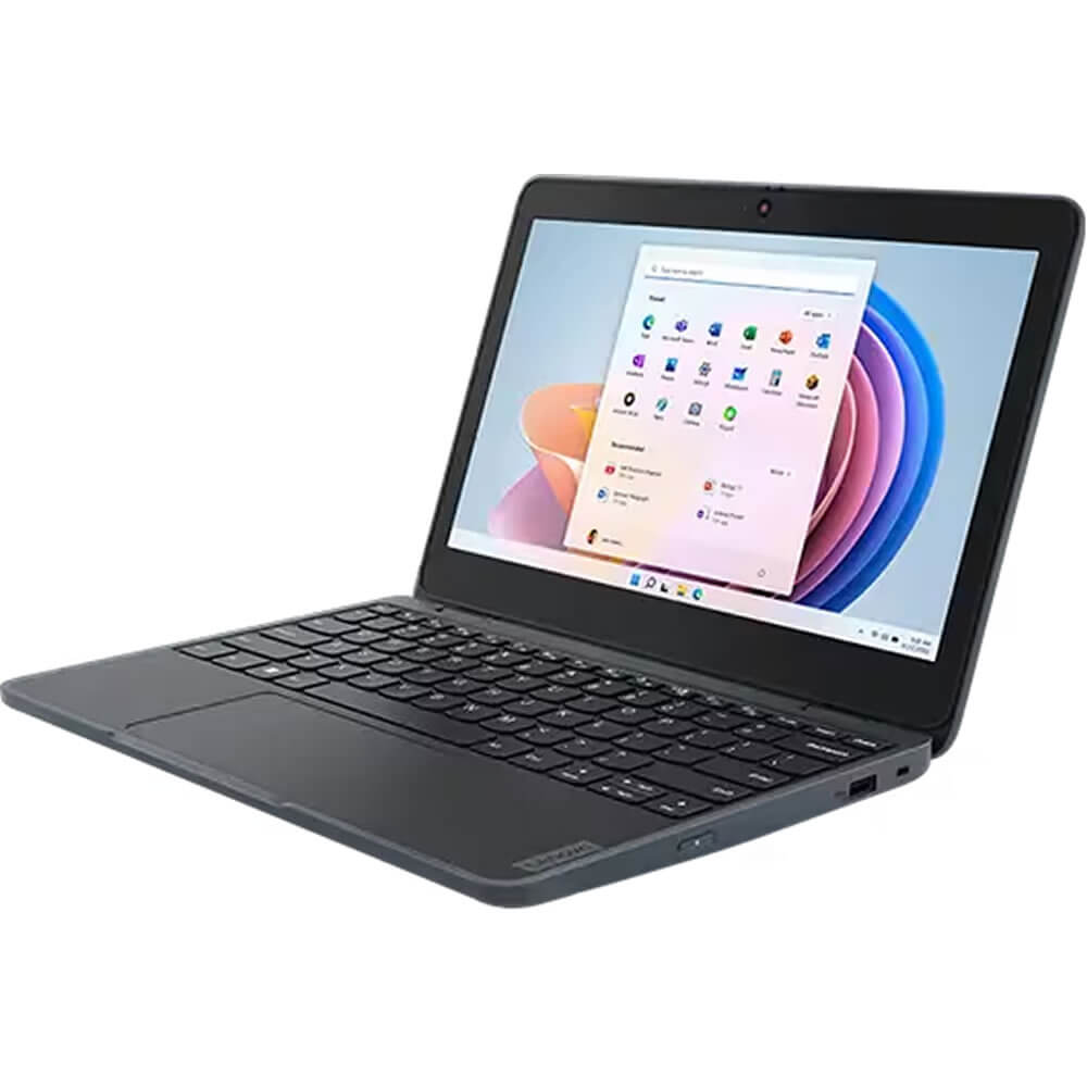 Lenovo 100w Notebook Computer - 11.6" Display - Intel N100 Quad-core - 4GB RAM - 128GB SSD - Windows 11 Pro - Slate Gray - 82VK0005US