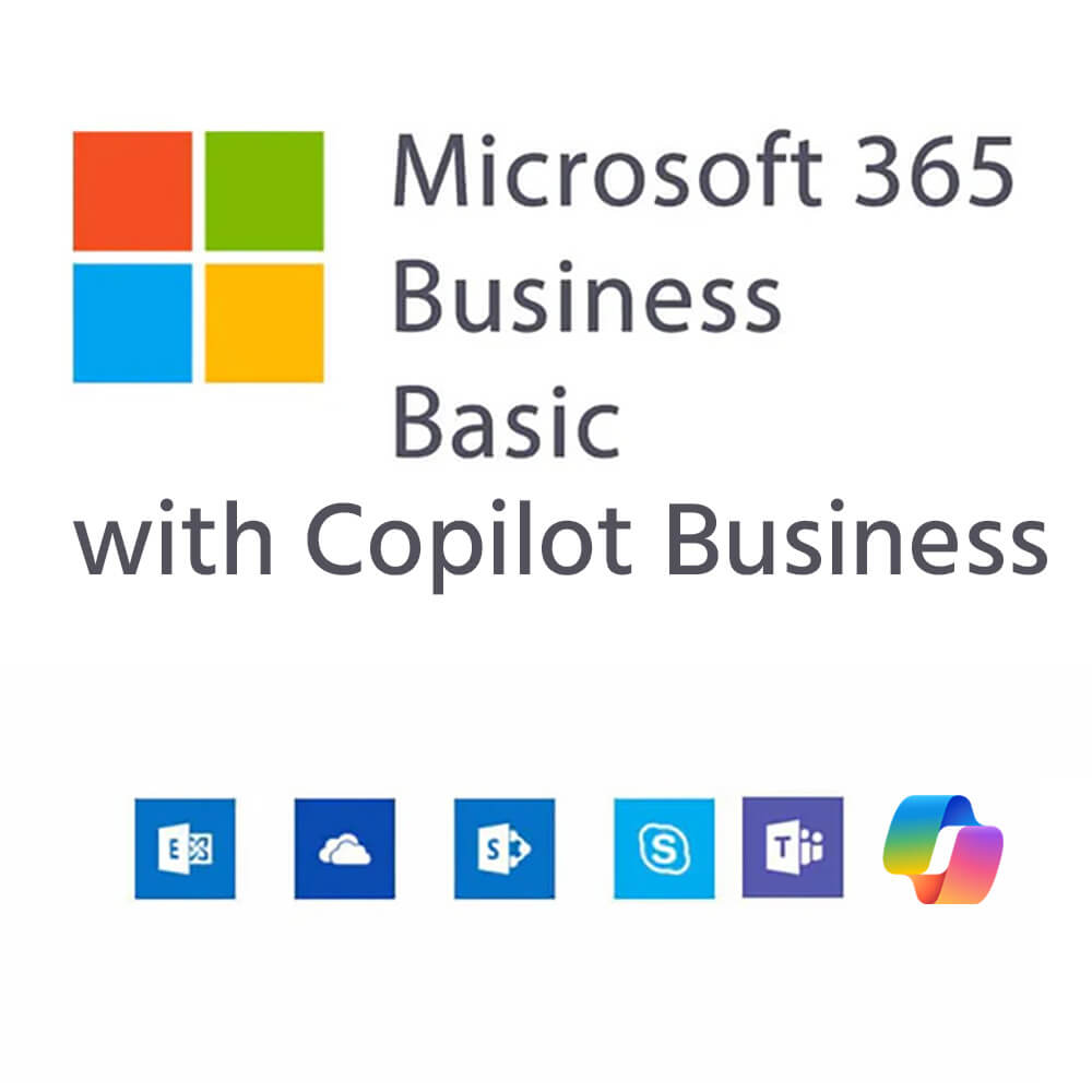 Microsoft 365 Business Basics with Teams + Copilot 365 Annual Subscription License