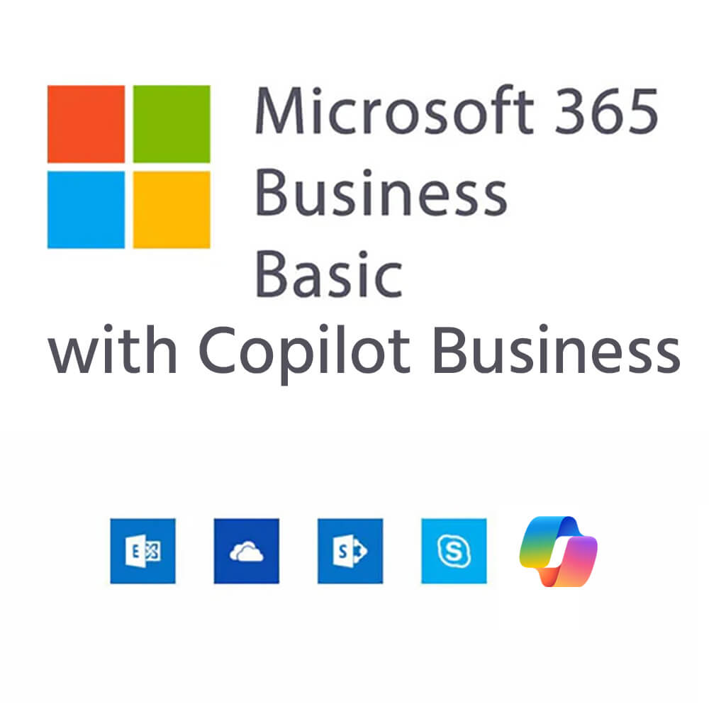 Microsoft 365 Business Basics without Teams + Copilot 365 Annual Subscription License