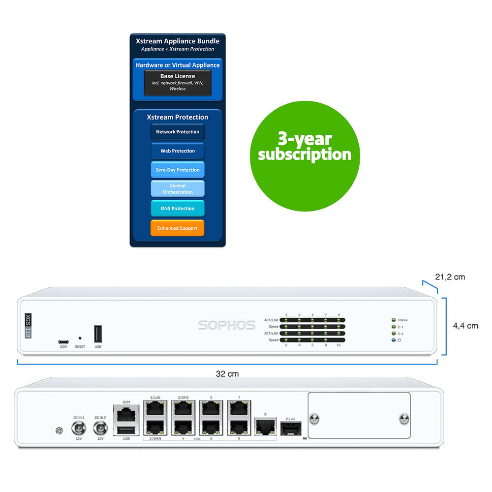 Sophos XGS118 Firewall Security Appliance with 3-Year Subscription Xstream Protection