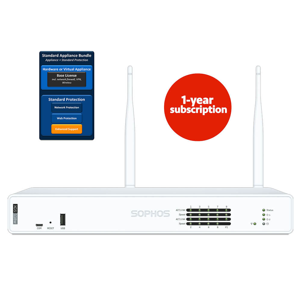 Sophos XGS118w Firewall Security Appliance with 1-Year Subscription Standard Protection