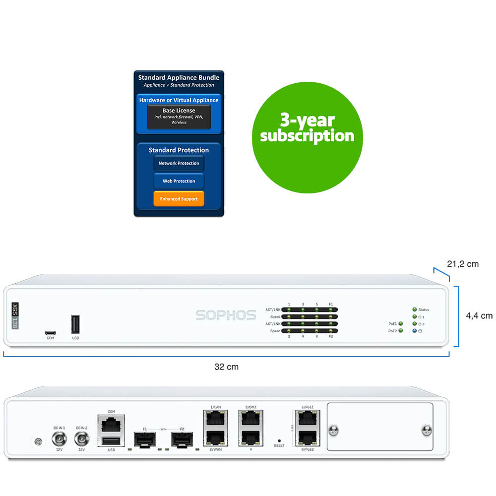 Sophos XGS138 Firewall Security Appliance with 3-Year Subscription Standard Protection