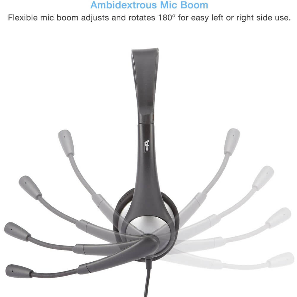 Cyber Acoustics AC-104 Classroom Learning Headphones with Built-in Microphone 10-Pack