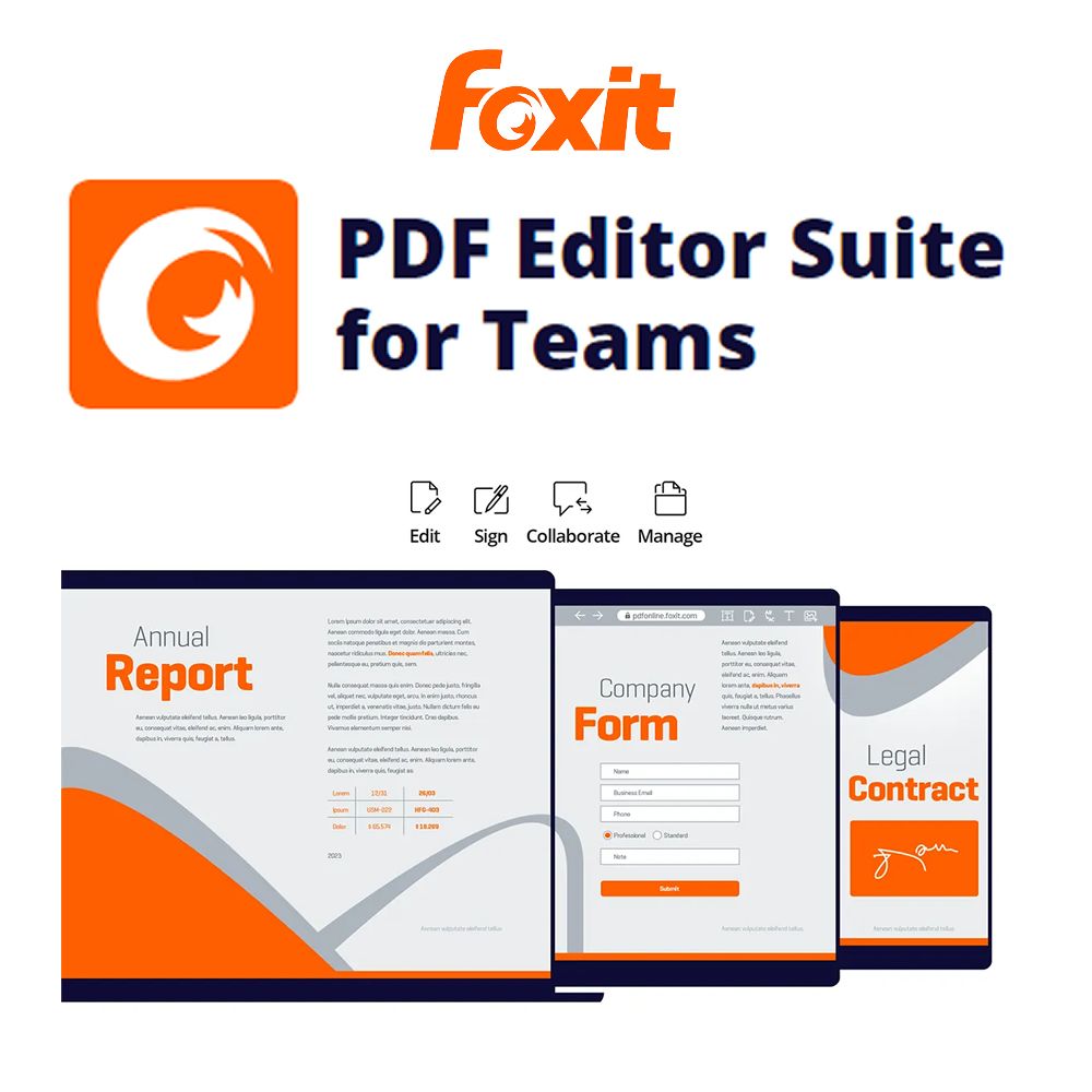 Foxit PDF Editor Suite for Teams Windows 1-Year Subscription License (Non-Profit)